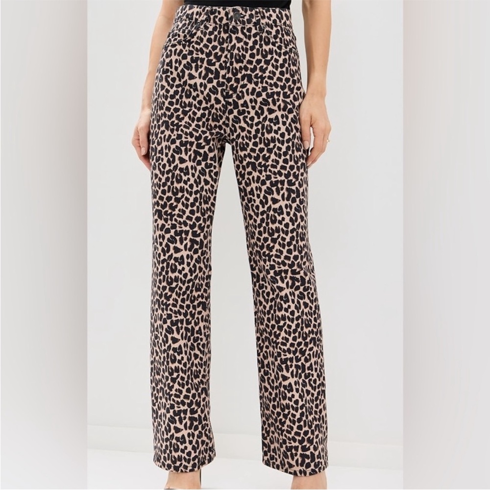 Reformation Cary Denim Leopard Print Slouchy Pants 27